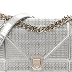 Metallic Patent Micro-Cannage Small Diorama Flap Bag Silver