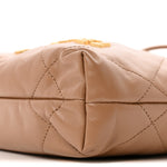 Shiny Calfskin Quilted Mini Chanel 22 Dark Beige