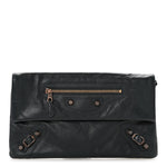 Agneau Giant 12 Rose Gold Hardware Envelope Clutch Anthracite
