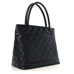Caviar Quilted Medallion Tote Black