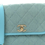 Denim Quilted Small Messenger Flap Neon Blue