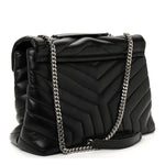 Calfskin Y Quilted Monogram Medium Loulou Chain Satchel Black