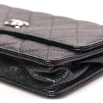 Iridescent Caviar Quilted Classic Pouch Clutch Black