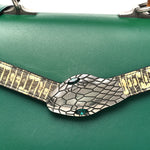 Calfskin Snakeskin Small Lilith Top Handle Bag Green