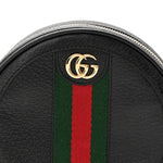 Textured Calfskin Web Ophidia Round Wrist Wallet Black