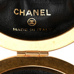 Lambskin Quilted Sphere Minaudiere Chain Clutch Black