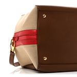 Smooth Calfskin Canvas Medium Cube Bowling Bag Malt Brown
