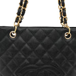 Caviar Quilted Petit Shopping Tote PST Black