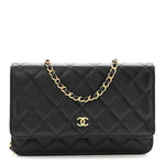 Caviar Quilted Wallet on Chain WOC Black