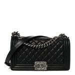 Calfskin Quilted Medium Boy Flap Black