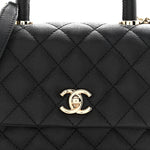 Caviar Quilted Mini Coco Handle Flap Black
