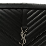 Smooth Calfskin Matelasse Chevron Large Monogram Satchel Black