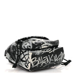 Agneau Arena Graffiti All Over Mini Explorer Crossbody Backpack  Black White