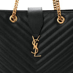 Grain De Poudre Matelasse Chevron Monogram Shopping Bag Black