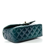 Shaded Patent Calfskin Quilted Mini Rectangular Flap Green Blue