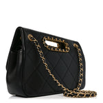 Lambskin Small Chain Handle Flap Bag Black