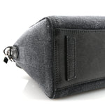 Washed Denim Mini Antigona Shoulder Bag Black