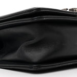 Calfskin Woven Small Boy Flap Black White