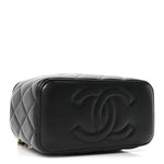 Lambskin Quilted Small Top Handle Vanity Case With Chain Black