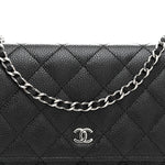 Caviar Quilted Wallet on Chain WOC Black