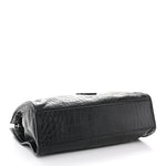 Calfskin Crocodile Embossed Monogram Medium Niki Shopping Bag Black