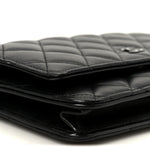 Pearly Lambskin Quilted Wallet On Chain WOC So Black