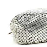 Metallic Glazed Calfskin Perforated Rodeo Drive Hobo Silver