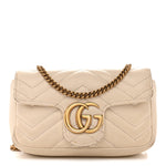 Calfskin Matelasse Super Mini GG Marmont Shoulder Bag White