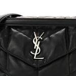 Lambskin Quilted Medium Loulou Puffer Monogram Chain Satchel Black