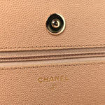Caviar Quilted Wallet on Chain WOC Beige