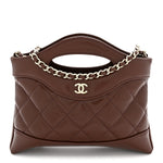 Shiny Crumpled Calfskin Quilted Nano 31 Shopping Bag Brown