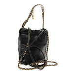 Shiny Calfskin Quilted Mini Chanel 22 Black