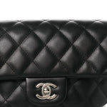 Calfskin Quilted CC Uniform Flap Belt Bag Black