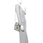 Metallic Lambskin Cannage Mini Lady Dior Silver