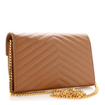 Grain De Poudre Matelasse Chevron Monogram Chain Wallet Natural Dark