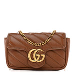 Azalea Calfskin Matelasse Diagonal Super Mini GG Marmont Shoulder Bag Cuir