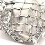 Satin Crystal Net Chain Bag Silver