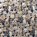 Nylon Cat Emoticon Tote Navy Silver