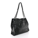 Calfskin Crocodile Embossed Monogram Medium Niki Shopping Bag Black