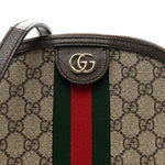 GG Supreme Monogram Textured Dollar Calfskin Web Small Ophidia Dome Shoulder Bag Beige Ebony New Acero