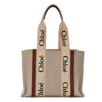 Cotton Calfskin Medium Woody Ribbon Tote White Brown