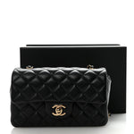 Lambskin Quilted Mini Rectangular Flap Black