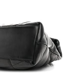 Lambskin Quilted Monogram Monochrome Medium Loulou Puffer Chain Satchel Black