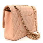Caviar Quilted Medium Double Flap Light Pink