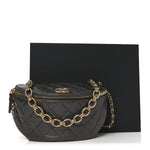 Metallic Calfskin Pearl Quilted CC Belt Bag Ruthenium