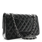 Lambskin Quilted Medium Double Flap Black