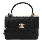 Lambskin Quilted Small Trendy CC Dual Handle Flap Bag Black