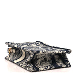 Canvas Toile de Jouy Reverse Embroidered Mini Book Tote Phone Bag Blue