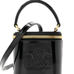 Patent Calfskin Triomphe Mini Vanity Case Black