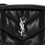 Lambskin Quilted Medium Loulou Puffer Monogram Chain Satchel Black
